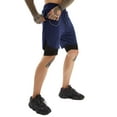 thumbnail image 1 of Genuiskids Mens 2 in 1 Running Shorts | Gym Workout Athletic Training Compression Underwear Liner Double Layer Sports Shorts with Headphone Cable Hole White, 1 of 3