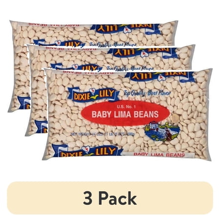 (3 pack) Dixie Lily Dried Baby Lima Beans, 24 oz