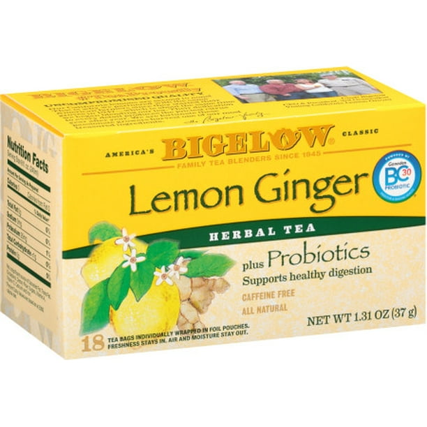 Bigelow Lemon Ginger Probiotics, Herbal Tea, Tea Bags, 18 Ct Walmart