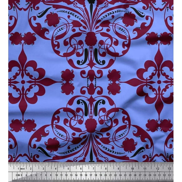 Soimoi Rayon Fabric Moroccan Damask Decor Fabric Printed Yard 42 Inch Wide