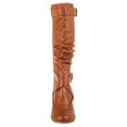 thumbnail image 3 of Top Moda Auto-2 Women's Mid Calf Buckle Strap PU Leather Kitten Heel Boots TAN 5, 3 of 5