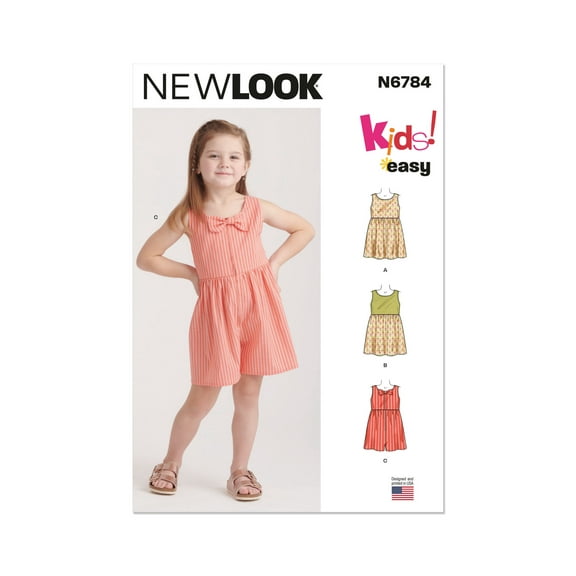 New Look Sewing Pattern 6784 - Children's Dresses and Romper, Size: A (3-8)
