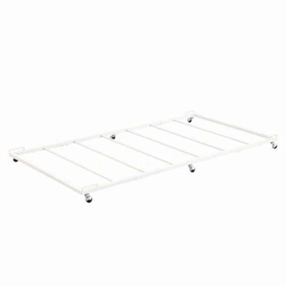 Twin Size White Metal Roll Out Trundle Bed Frame for Daybed