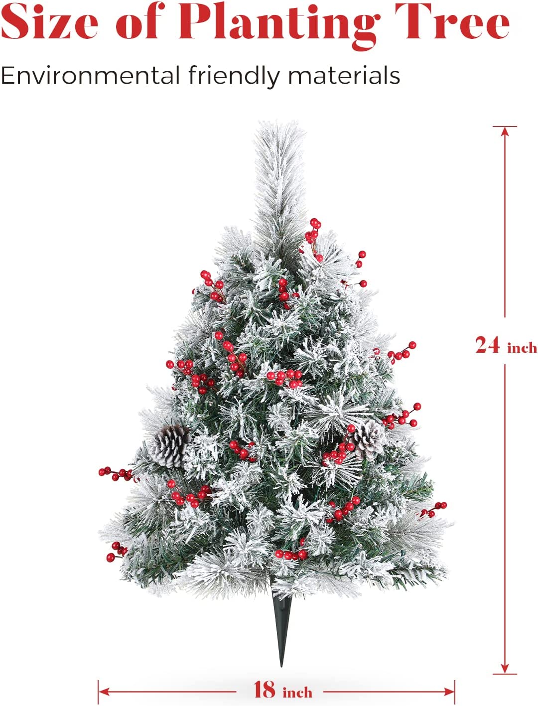 OasisCraft 24" Pre-Lit Mini Flocked Christmas Tree 2-Pack photo 3