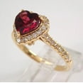 thumbnail image 2 of 2.10Ct Heart Cut Simulated Ruby Halo Anniversary Ring 14K Yellow Gold Plated, 2 of 4