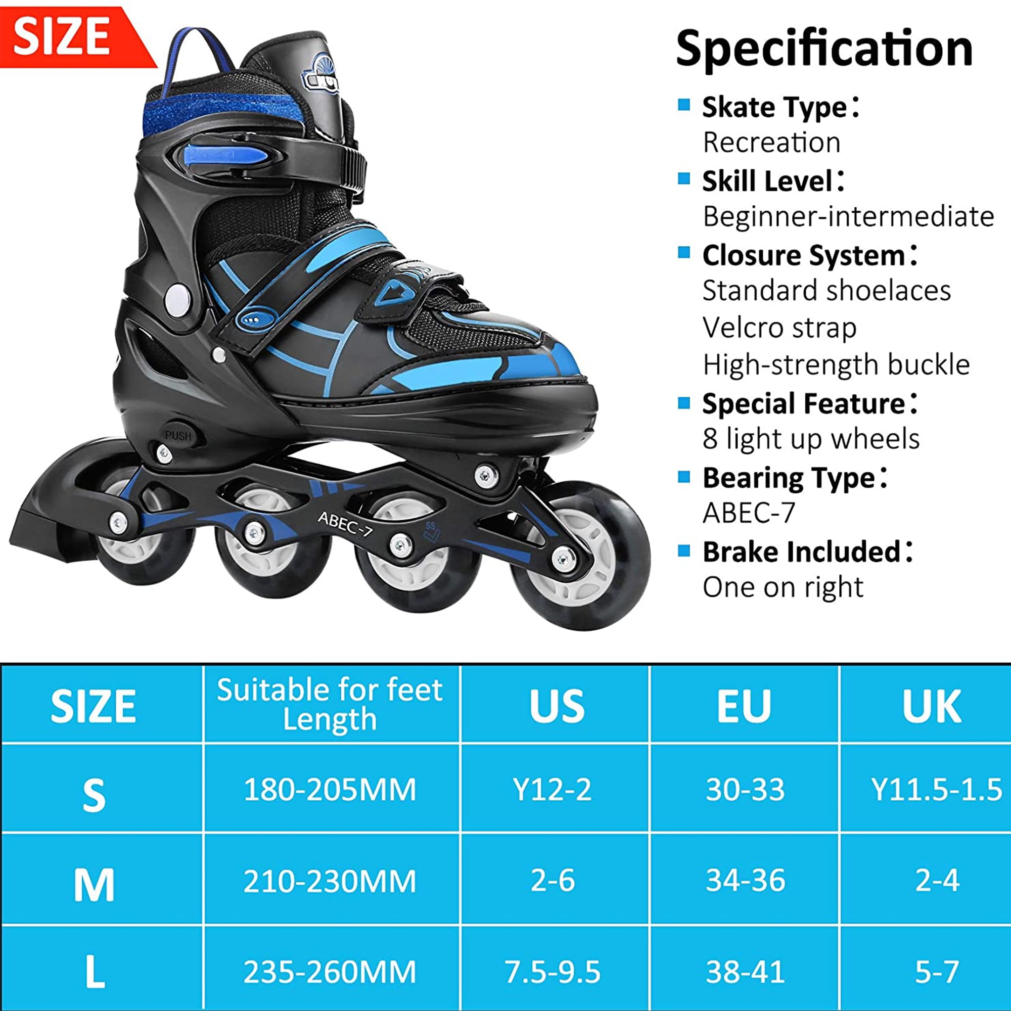 Het spijt me diamant verteren Newest Adjustable Inline Skates Light Up Flashing Wheels Roller Skates for  Kids, Children, Adults, Teens, Men, Women Beginner - Walmart.com