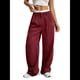 thumbnail image 1 of Pantalones Anchos y Holgados para Mujer, Estilo Palazzo Harén, Informales, A Rayas, con Cintura Elástica y Bolsillos Vino Tinto S, 1 of 7