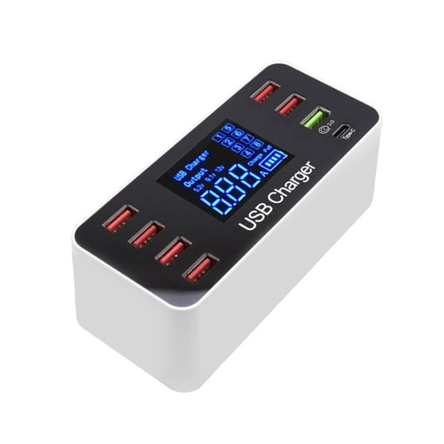 Adaptateur de Chargeur, Station de Charge USB avec Chargeur de Téléphone Type C 8 Ports Compatible avec Téléphone et Tablette, Chargeur Multi-Appareils