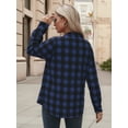 thumbnail image 4 of OALUXE Plaid Shirts for Women Roll Up Long Sleeve Casual Button Down Blouses Tops with Pockets, 4 of 7