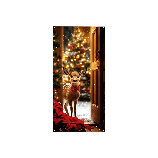 Decoraciones de Navidad Interior 35 X 71 Pulgadas Marco de Puerta de Navidad - Patrón de Santa Claus - Decoración de Puerta de Navidad - Decoración de Fiesta Del Festival