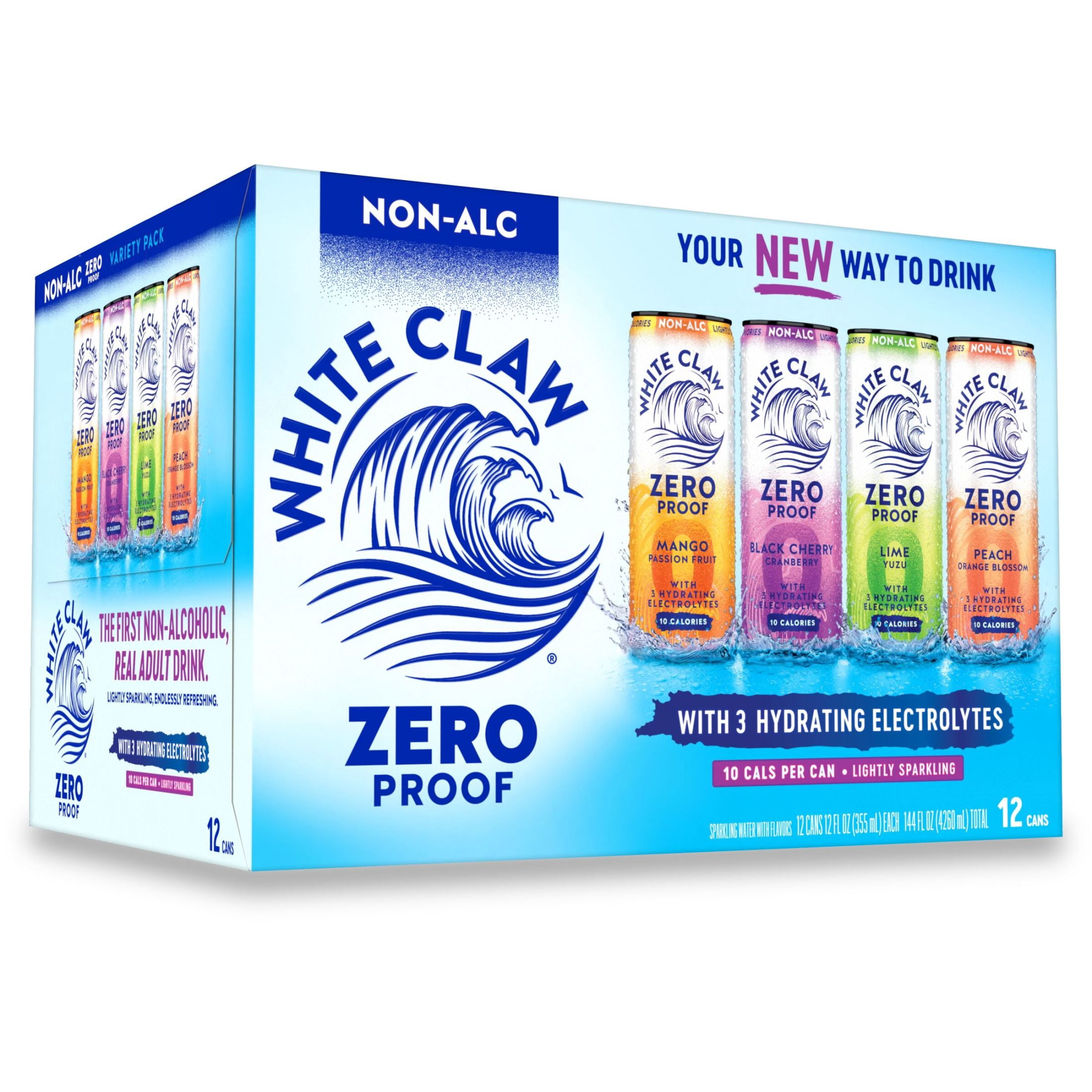 White Claw Zero Proof Variety Pack, 12 Pack, 12 fl oz Cans