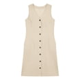 thumbnail image 4 of LIaqionyy Cotton Linen Dresses for Women Summer Casual Sleeveless Button down V Neck Dress Sundress with Pocket, 4 of 8