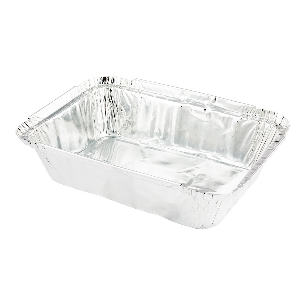 16 oz Rectangle Silver Aluminum Take Out Container with Polka Dot
