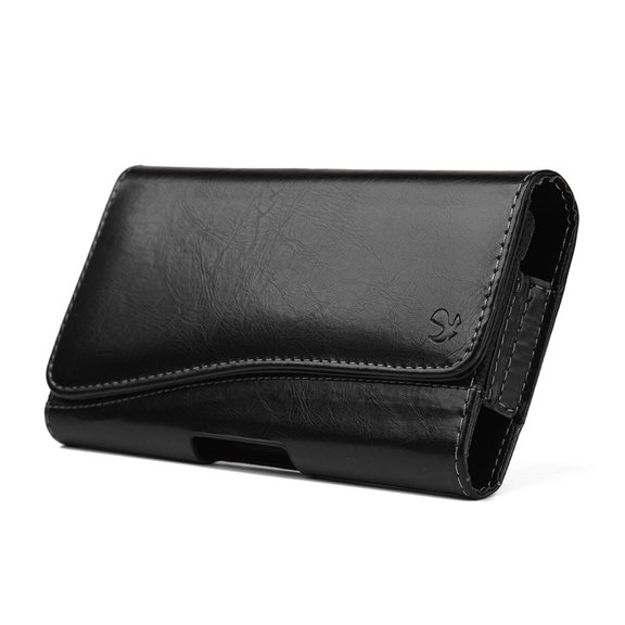 Luxmo Belt Holster for Samsung Galaxy A15 5G, Horizontal Executive PU Leather Phone Clip Carrying Pouch Wallet Case with Magnetic Closure, Card Slot, Loops - Black