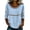 Light blue, variant on Womens Lace Patch 3/4 Length Sleeve Tops Round Neck Loose Fit Casual Blouses Spring Summer 2026 Trendy Dressy Work Outfits Travel Tops, Navy, M