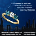 thumbnail image 2 of Gem Stone King 18K Yellow Gold Plated Silver White Topaz and London Blue Topaz Engagement Ring for Women | 2.00 Cttw | Round 5MM | Gemstone November Birthstone | Size 7, 2 of 6