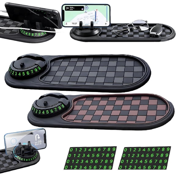 Multifunction Car Anti-Slip Mat,Universal Dashboard Mat With Rotating Car Phone Holder, 360° Rotating For Small Items Like Phones And Keys