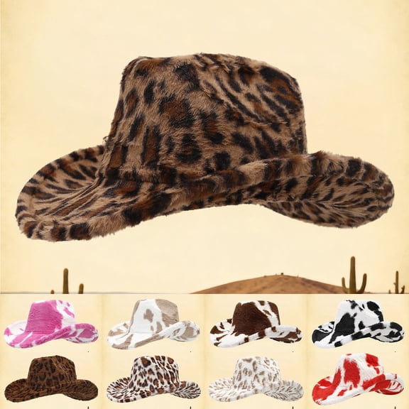 Cow Print Cowboy Hat for Adults Funny Cowgirl Hat Straw Western Hat Party Hat for Women Men