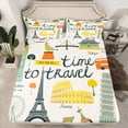 thumbnail image 2 of Homewish Paris Eiffel Tower 4 Pieces Queen Sheet Sets for Teens Boys Girls,Retro Vintage Ultra Soft Flat Sheet,Vacation Holiday Travel Queen Fitted Sheet,Super Cozy Room Decor, 2 of 7