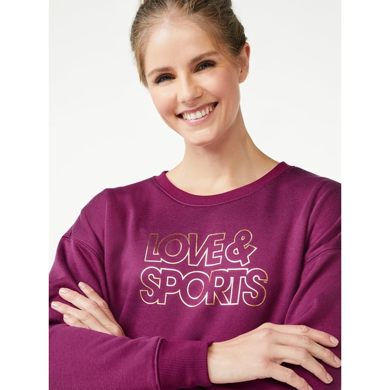 Love u0026 Sports Women's Fleece Cropped Logo Sweatshirt - Walmart.com
