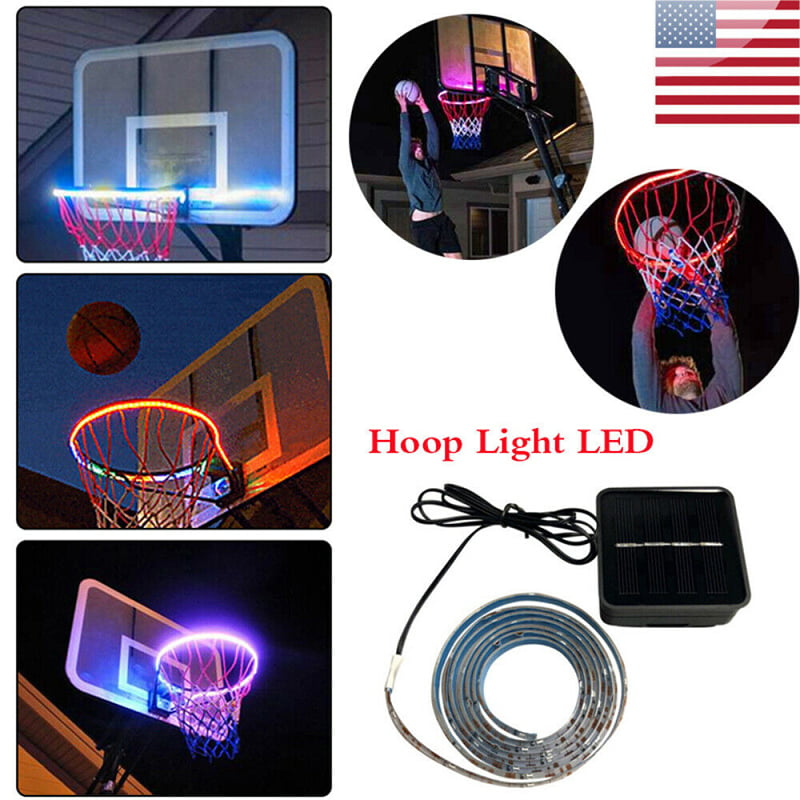 Basketball Hoop Sensor-Activated LED Solar Strip Ring Lamp Flash Light Waterproo 