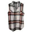 thumbnail image 4 of Chemise Sans Manches à Carreaux à la Mode pour Femmes avec Poches Veste Décontractée, 4 of 4
