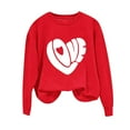 thumbnail image 5 of Fewfanhot Women's Tops, Tees & Blouses Valentine's Day Love Heart Print Long Sleeve Crewneck Casual Cute Red Sweatshirt, 5 of 7