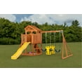 thumbnail image 4 of Creative Cedar Designs Timber Valley Wooden Playset with Wooden Roof, Glider Swing, Sandbox, Climbing Wall, Ladder, Slide & Belt Swings, 4 of 6