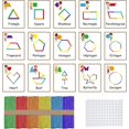 thumbnail image 1 of 252 Pcs Shapes Flash Cards with Sticks Activity Game Include 15 Shape Learning Cards 120 Multi Wooden Sticks 117 White Hook for Kids, Develops Shape Recognition 3D Shapes, 1 of 6