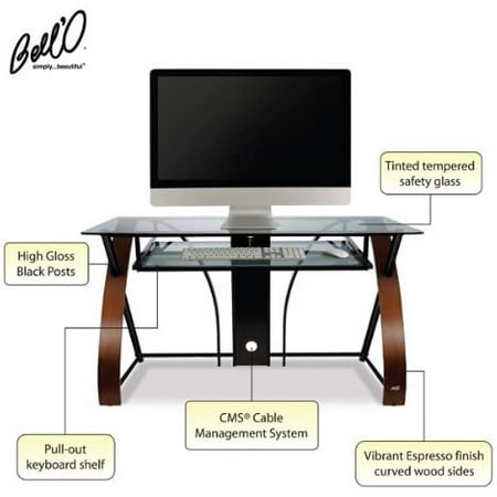 Twin Star Home - Computer Desk with Keyboard Tray - Espresso