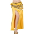 thumbnail image 2 of KHONTS Women's Single Split Long Skirt for Belly Dance Performance Training and Professional Dancewear Yellow One Size, 2 of 4