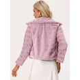 thumbnail image 4 of DARING DIVA Women's Faux Fur Fluffy Coat Collar Cropped Jacket M Pink, 4 of 6