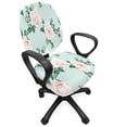 thumbnail image 1 of Floral Office Chair Slipcover, Repeating Pastel Soft Rose Flowers Leaves Illustration, Protective Stretch Decorative Fabric Cover, Standard Size, Blue Blush, by Ambesonne, 1 of 5