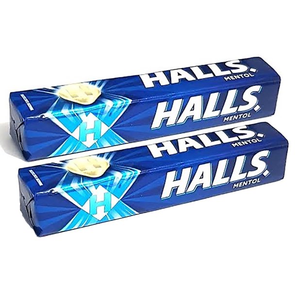 Halls Menthol / Mentol Throat Drops, Two Packs of 10 Drops (20 Total Drops)