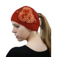 thumbnail image 3 of NYFASHION101 Hand Knitted Furry Flowers Winter Headband Headwrap - NAG324Y, Orange, 3 of 4