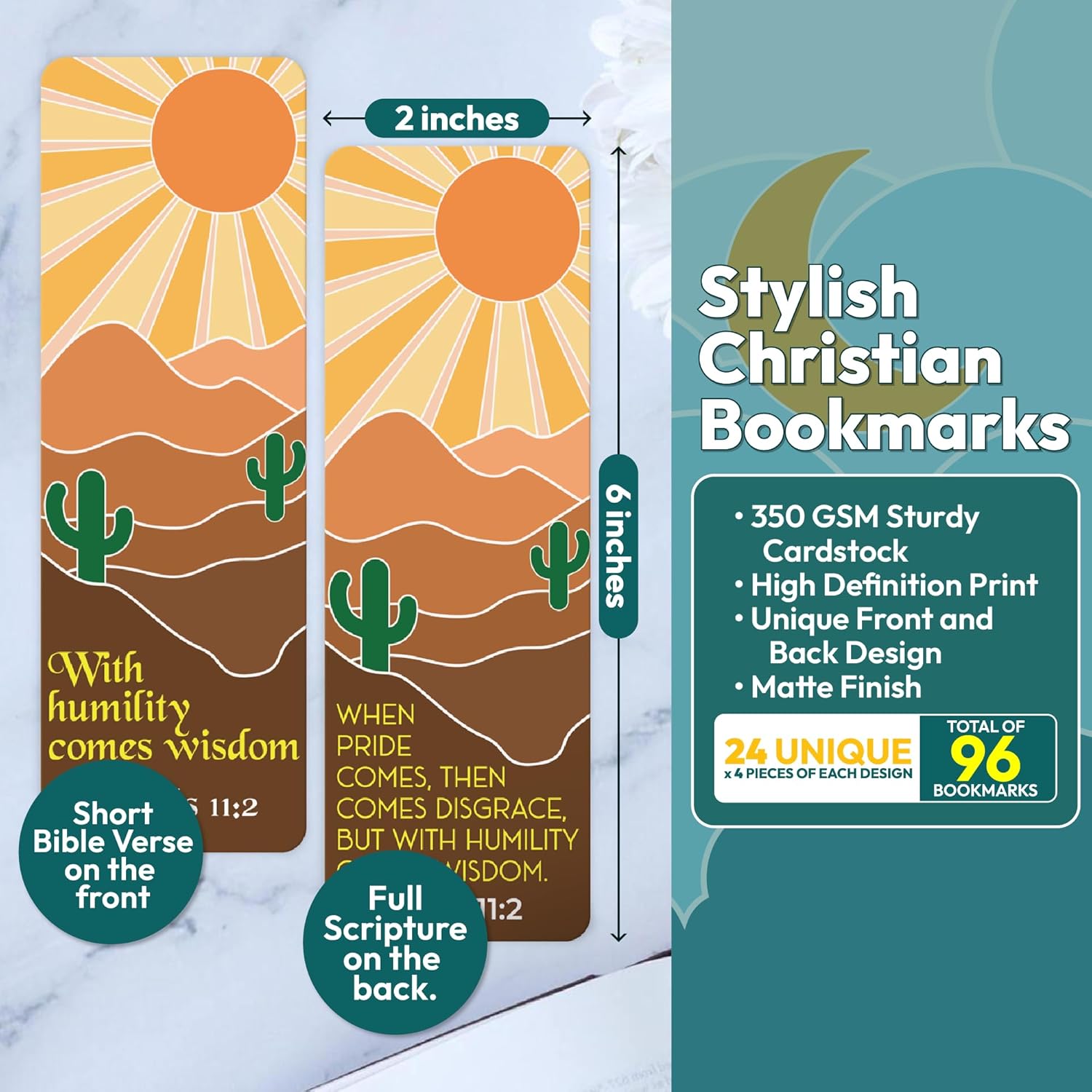96 Pack Christian Bookmarks with Inspirational Bible Verses, Unique, Vibrant Bible Bookmark, Bulk Christian Gifts for Church Groups, Bible Study, Classroom