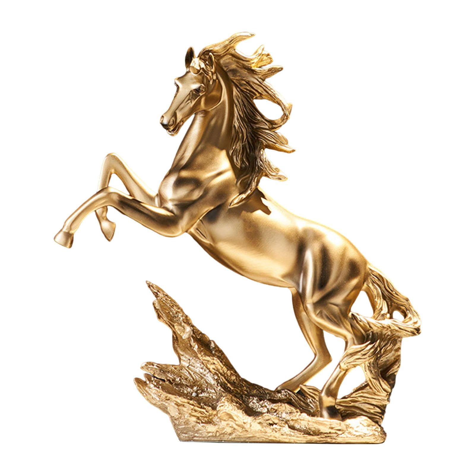yuksok Resin Standing Horse Statue Sculpture Gold Colour Hand