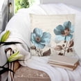 thumbnail image 4 of Teal Blue Tulip Throw Pillow Covers, Soft Pillowcases with Invisible Zipper, Vintage Brown Flowers Elegant Plant Decorative Square Pillow Cushion Covers for Living Room Couch Sofa Bed 18x18 Inches, 4 of 8