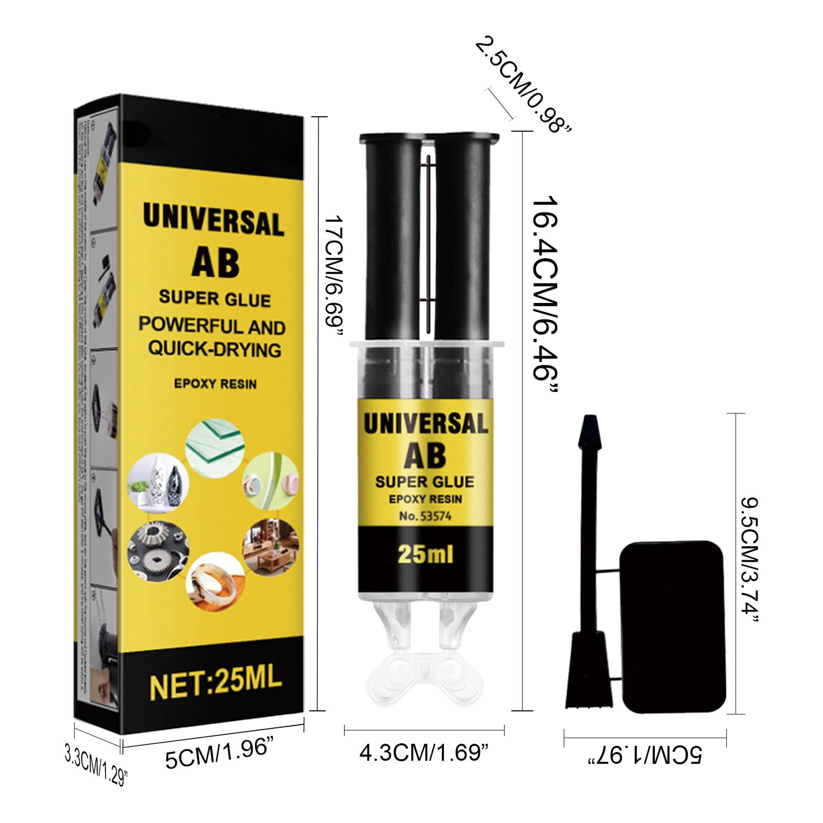 Alvantor Universal AB Super Glue Epoxy Resin Waterproof Heat Resistant Metal Crack Repair Adhesive, 0.85fl.oz