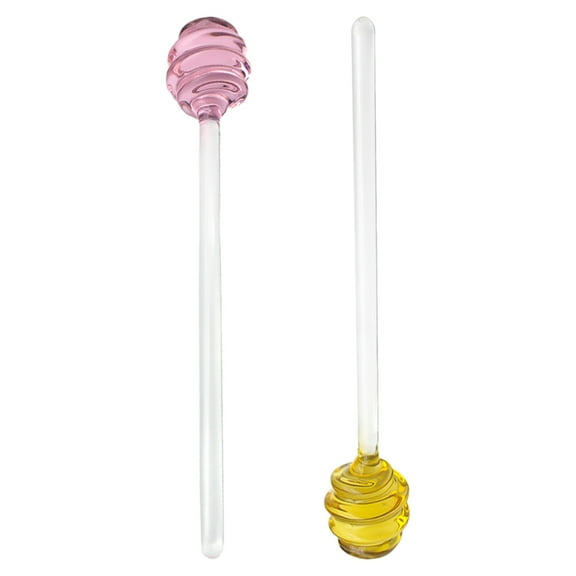 Masteelf 2pcs Spoon Glass Honey Spoon Jam Stirring Rod Stick Reusable Long Handle Honey Stirrer Kitchen Mixing Tool for Tea Coffee Cocktails