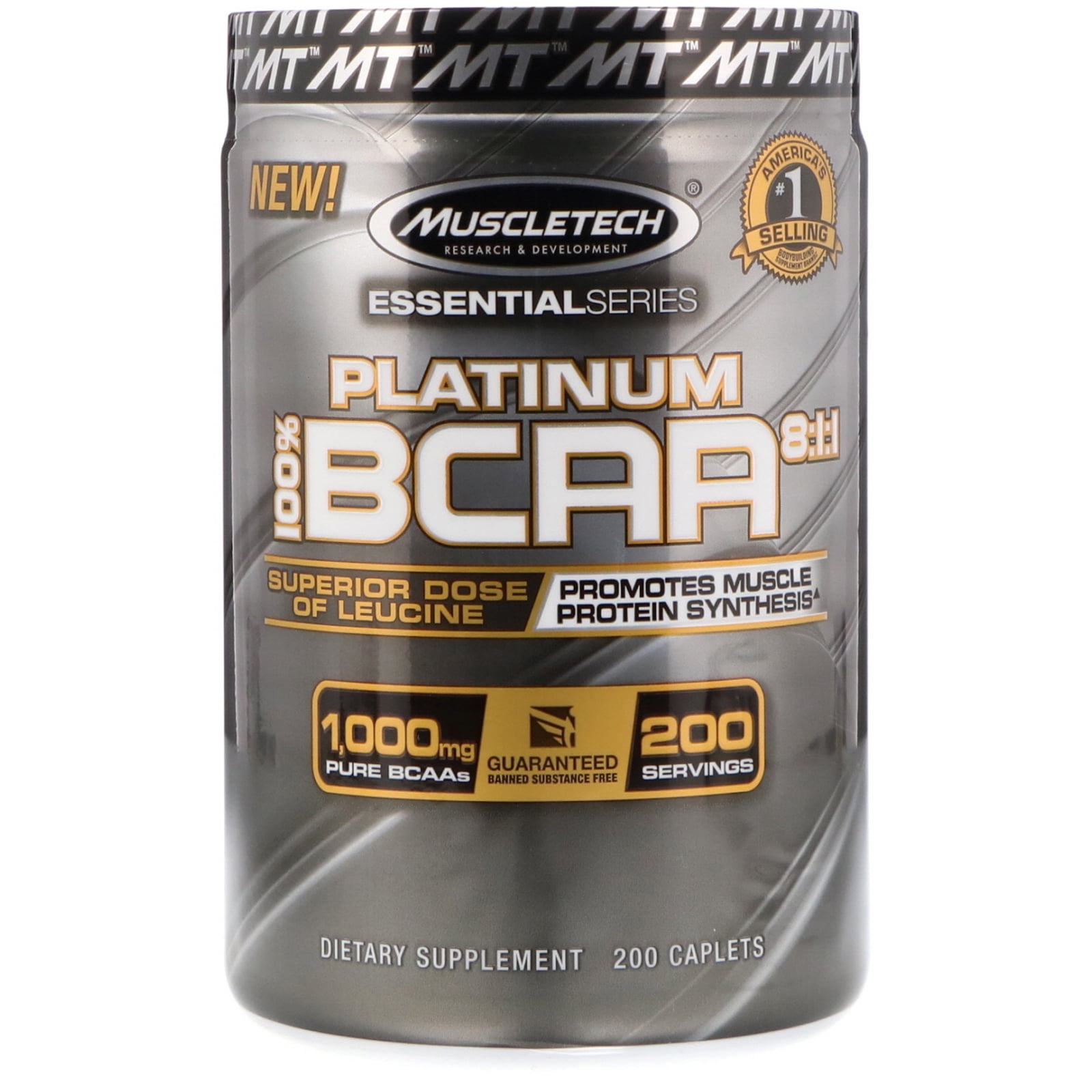 Muscletech Platinum 100 BCAA 811, 1,000 mg, 200 Caplets