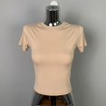 thumbnail image 1 of Chandail à Manches Courtes Col Rond pour Femmes, Haut Transparent, T-Shirt de Base Décontracté, Mode Urbaine Printemps et Été, 1 of 5