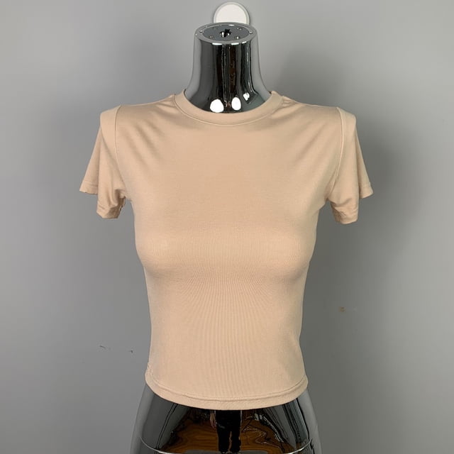 Chandail à Manches Courtes Col Rond pour Femmes, Haut Transparent, T-Shirt de Base Décontracté, Mode Urbaine Printemps et Été