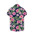 thumbnail image 7 of Mens Hawaiian Shirt Short Sleeve Button Down Cotton Floral Shirts Casual Tropical Beach Summer Shirts Pink L, 7 of 7