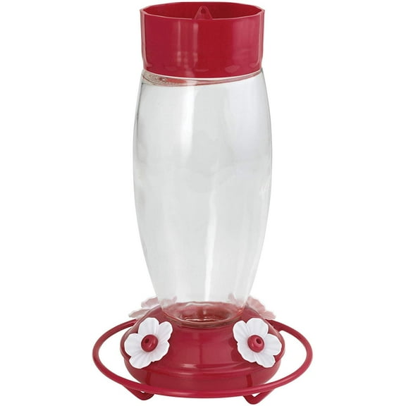 More Birds Hummingbird Feeder, 4 Feeding Stations, Red, 30-Ounce Nectar Capacity, Deluxe