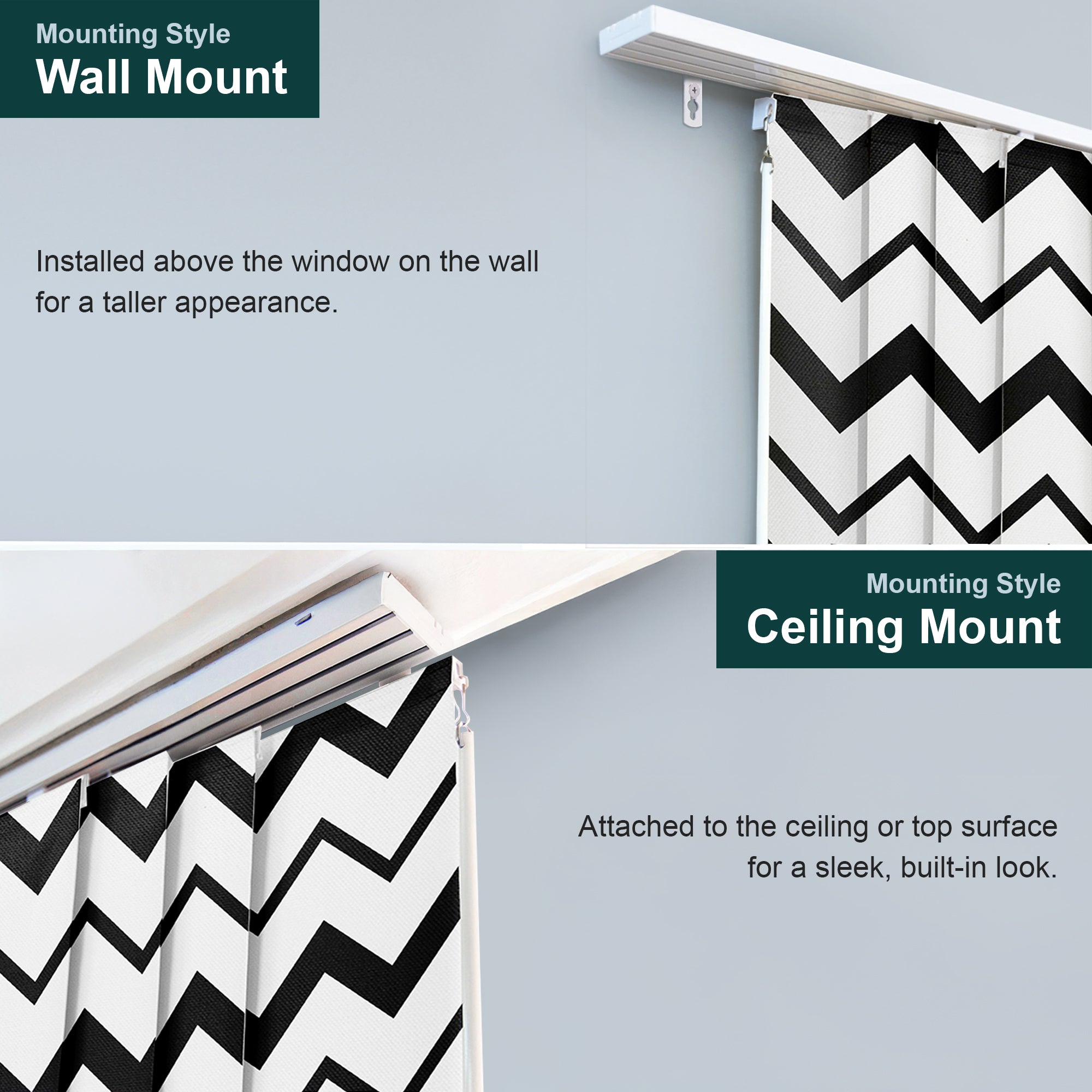 Chicology Adjustable Sliding Panel Blinds. Wave, 46"-86"W X 0"-96"H