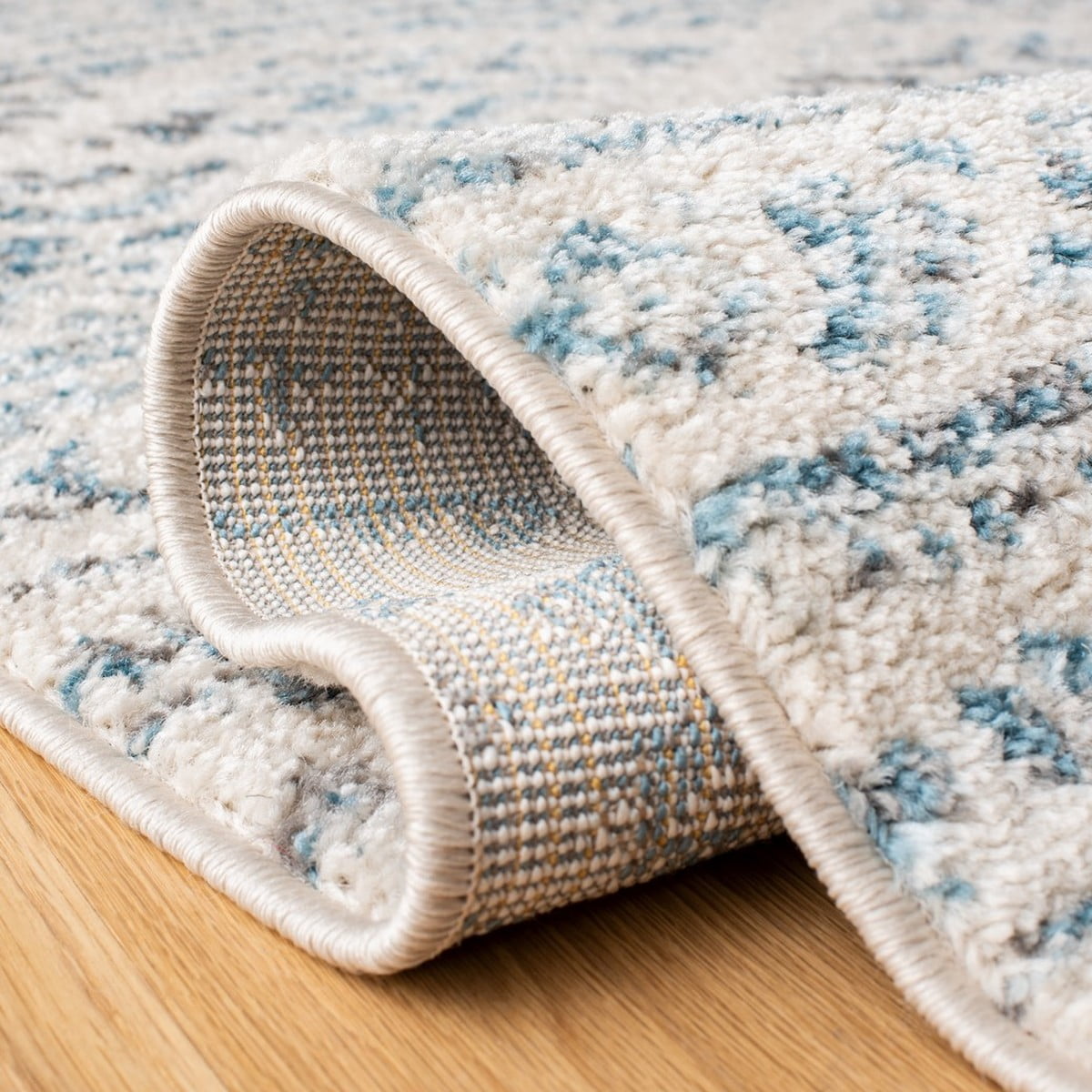 SAFAVIEH Tulum Lakisha Distressed Southwestern Area Rug, 6'7" x 6'7" Square, Ivory/Turquoise