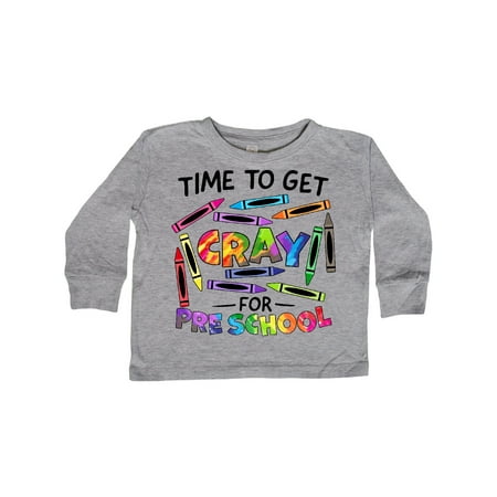 

Inktastic Time to Get Cray for Preschool Back to School Gift Toddler Boy or Toddler Girl Long Sleeve T-Shirt