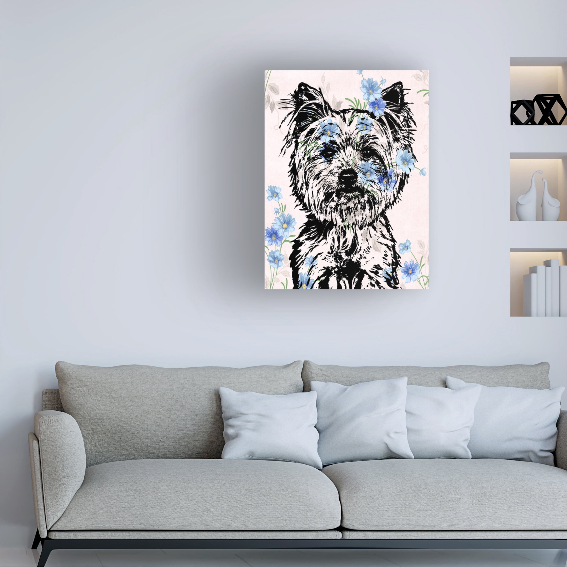 Canvas Wall Art - Dean Russo 'Straight On Yorkie' Wall Art for Living Room, Bedroom, or Office Décor by Trademark Fine Art - 14 x 19 Inches