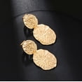 thumbnail image 4 of Clip on 1 1/2" small gold hammered dangle odd shaped earrings, 4 of 4